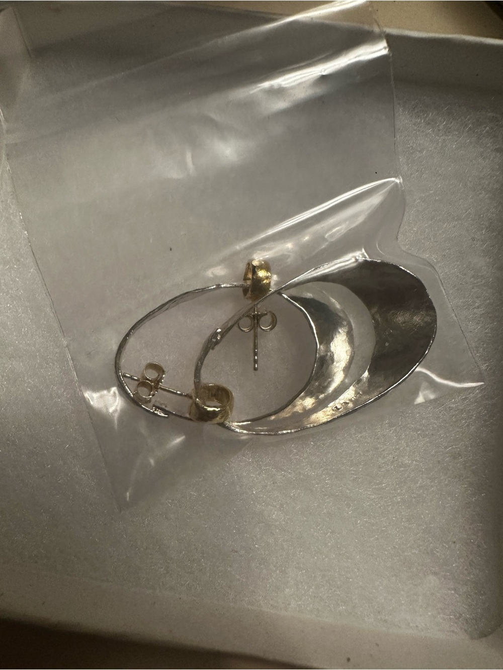 Silpada Two-Tone Silver and Gold Crescent Hoop Earrings